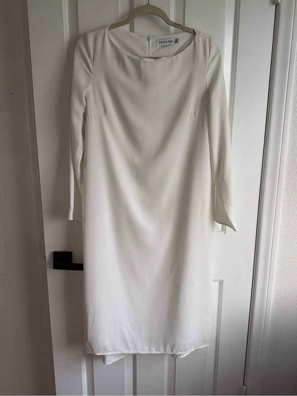 Inayah Collection White Long Sleeve Midi Shift Dress